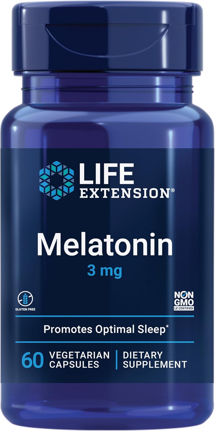 Life Extension Melatonin, Sleep Support, 3 mg, 60 Capsules packaging