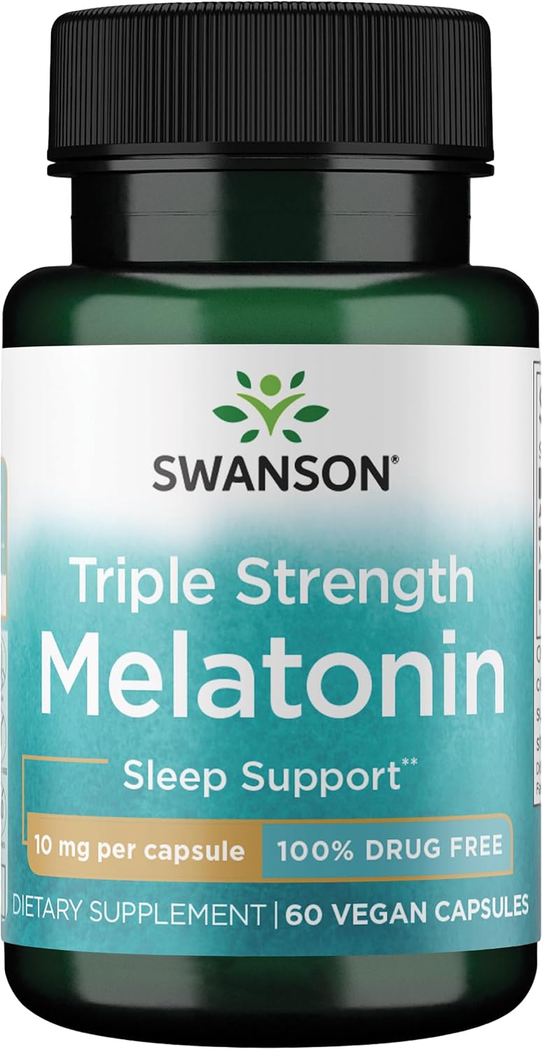 Swanson Triple Strength Melatonin, 10 mg, 60 Capsules packaging