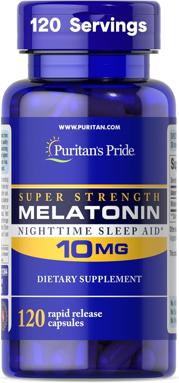 Puritan's Pride Premium Super Strength Melatonin 10mg Sleep Aid packaging