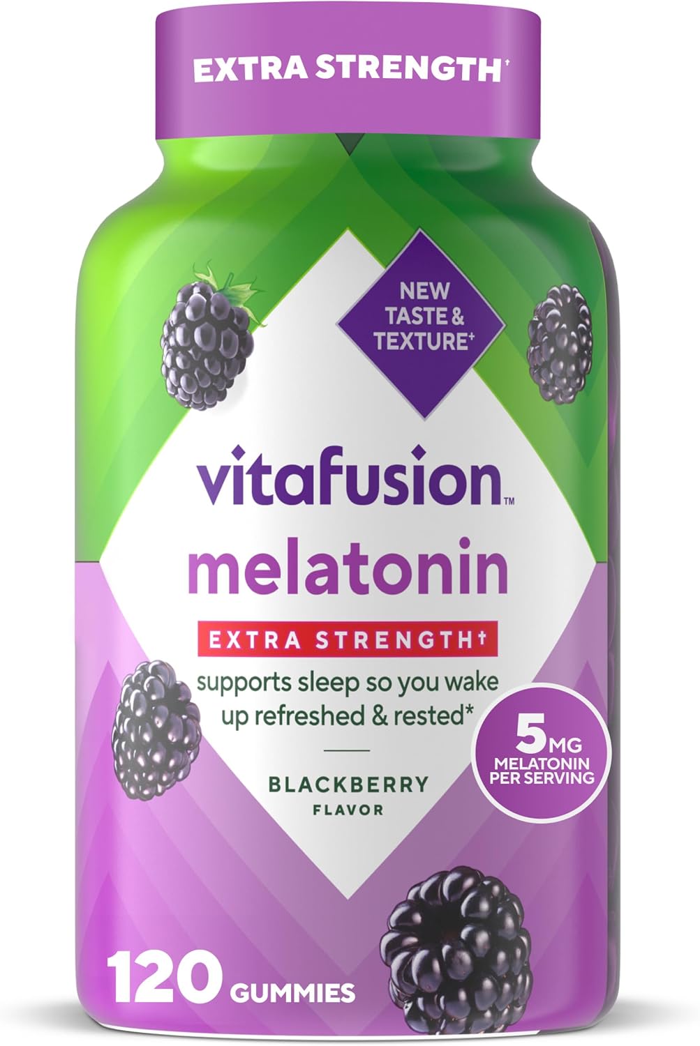 Vitafusion Melatonin Gummies 5mg Per 2 Gummies | 120 Count packaging