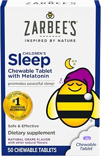 Zarbee's Kids Melatonin Sleep Chewable Tablets, 1mg Melatonin, 50 ct packaging