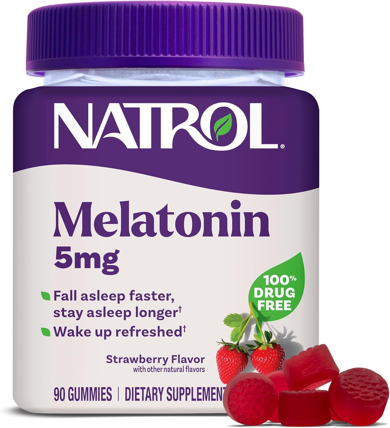 Natrol Melatonin 5 mg Gummies, Sleep Support for Adults, 90 Count packaging