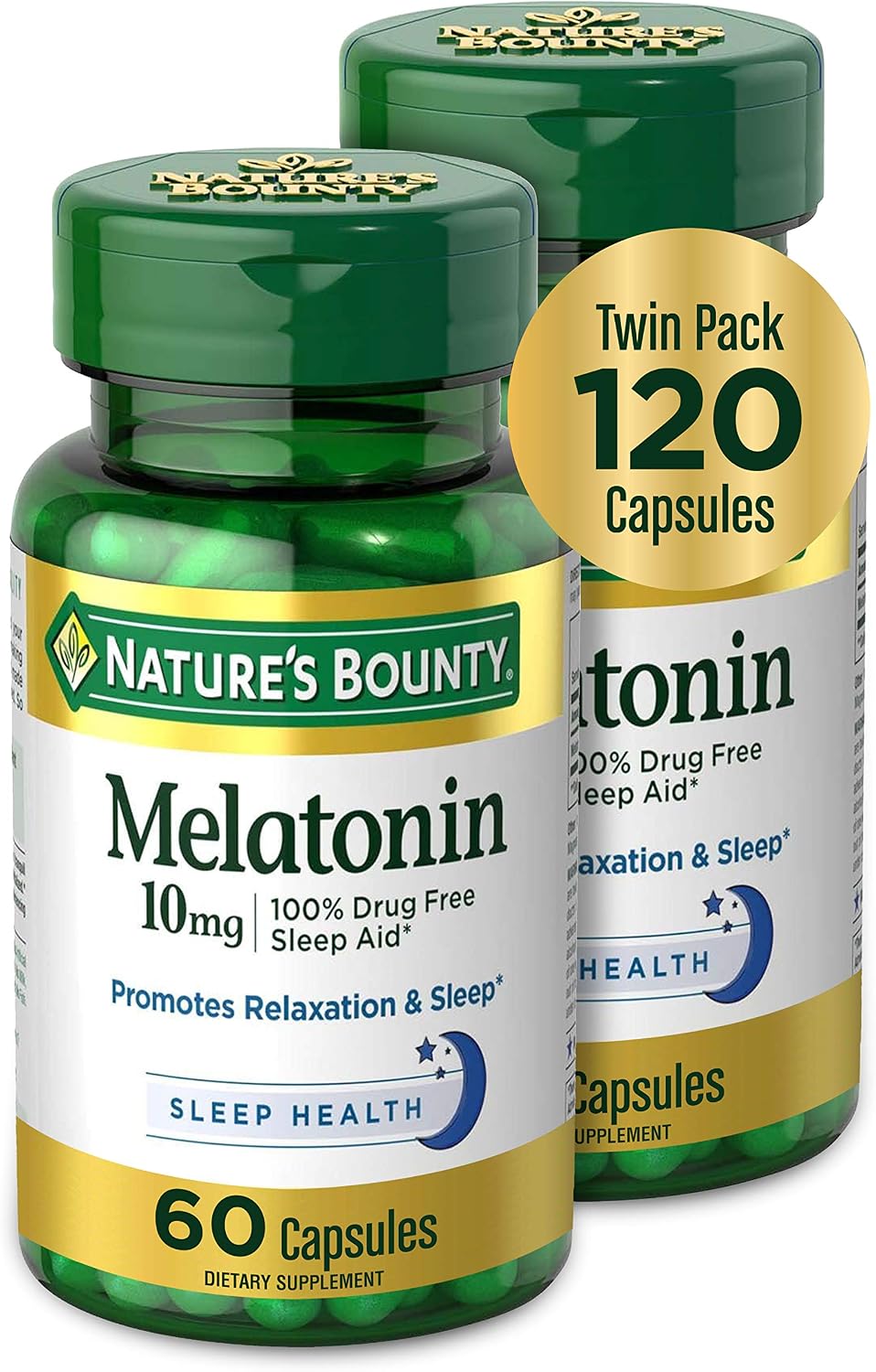 Nature's Bounty Melatonin 10 mg, 120 Capsules Total packaging