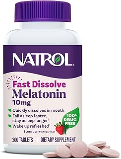 Natrol Melatonin 10 mg Fast Dissolve Tablets, Strawberry, 200 Count packaging