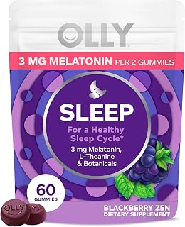 OLLY Sleep Support Gummy Supplement,* 3 mg Melatonin, L-Theanine - 60 Count packaging