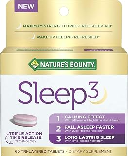 Nature's Bounty Sleep3 Melatonin 10mg, 60 Tri-Layered Tablets packaging