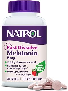 Natrol Melatonin 5 mg Fast Dissolve Tablets, Strawberry, 200 Count packaging
