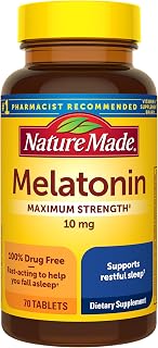 Nature Made Melatonin 10mg Maximum Strength for Sleep Support, 70 Tablets packaging