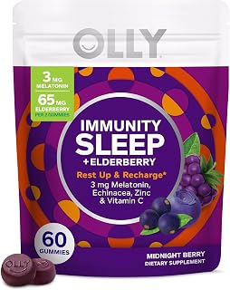 OLLY Immunity Sleep + Elderberry Gummies, Immune & Sleep Support*- 60 Count packaging