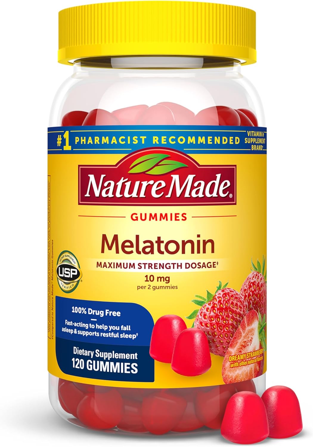 Nature Made Melatonin 10 mg per Serving Gummies, 120 Melatonin Gummies packaging