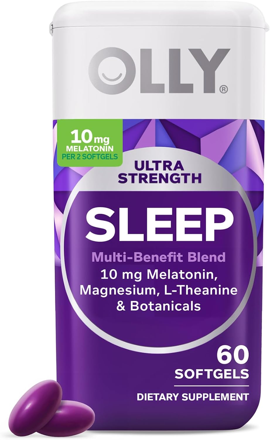 OLLY Ultra Strength Sleep Softgels, Drug Free Nighttime Support* - 60 Count packaging