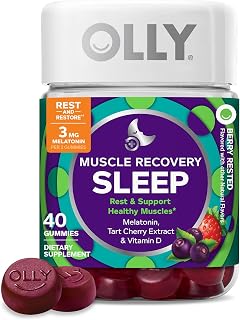 OLLY Muscle Recovery Sleep Gummy Supplement, Tart Cherry - 40 Count packaging