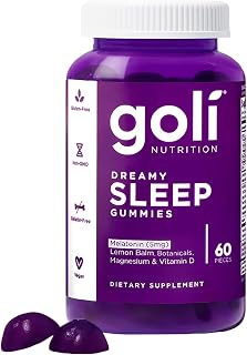 Goli Dreamy Sleep Gummy - 60 Count - Melatonin, Vitamin D, Magnesium, and Lemon Balm Extract - Gelatin-Free, Gluten-Free, Vegan & Non-GMO packaging