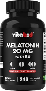 Vitabod Melatonin 20 mg Fast Dissolve Tablets with Vitamin B6, 240 Ct packaging