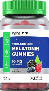 Piping Rock Melatonin Gummies 10mg | 70 Count | Berry Flavor Supplement packaging