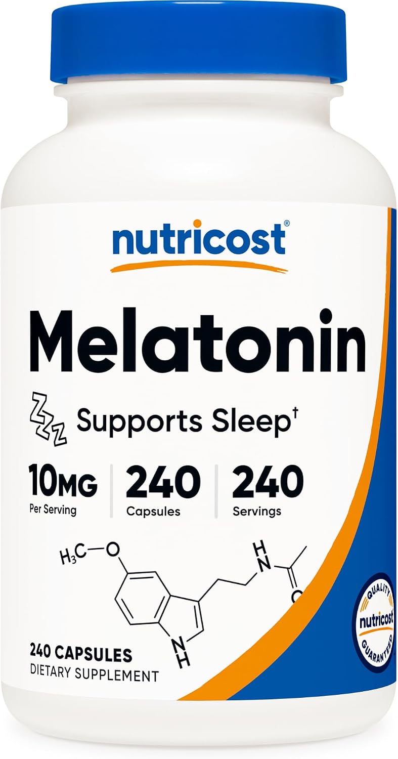 Nutricost Melatonin 10mg, 240 Capsules, Non-GMO & Gluten Free packaging