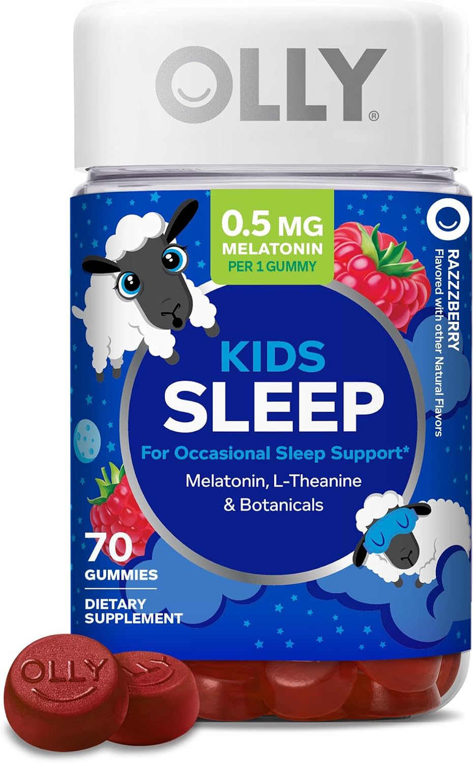 OLLY Kids Sleep, Occasional Sleep Support,* 0.5 mg Melatonin - 70 Count packaging