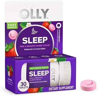 OLLY Sleep Fast Dissolves, 3mg Melatonin, Lemon Balm- 30 Count packaging