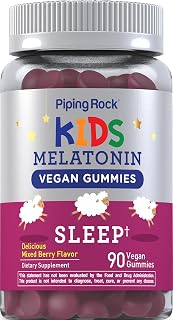Piping Rock Kids Melatonin Gummies | 1mg | 90 Count | Supplement for Children | Mixed Berry Flavor | Vegan, Non-GMO, Gluten Free packaging