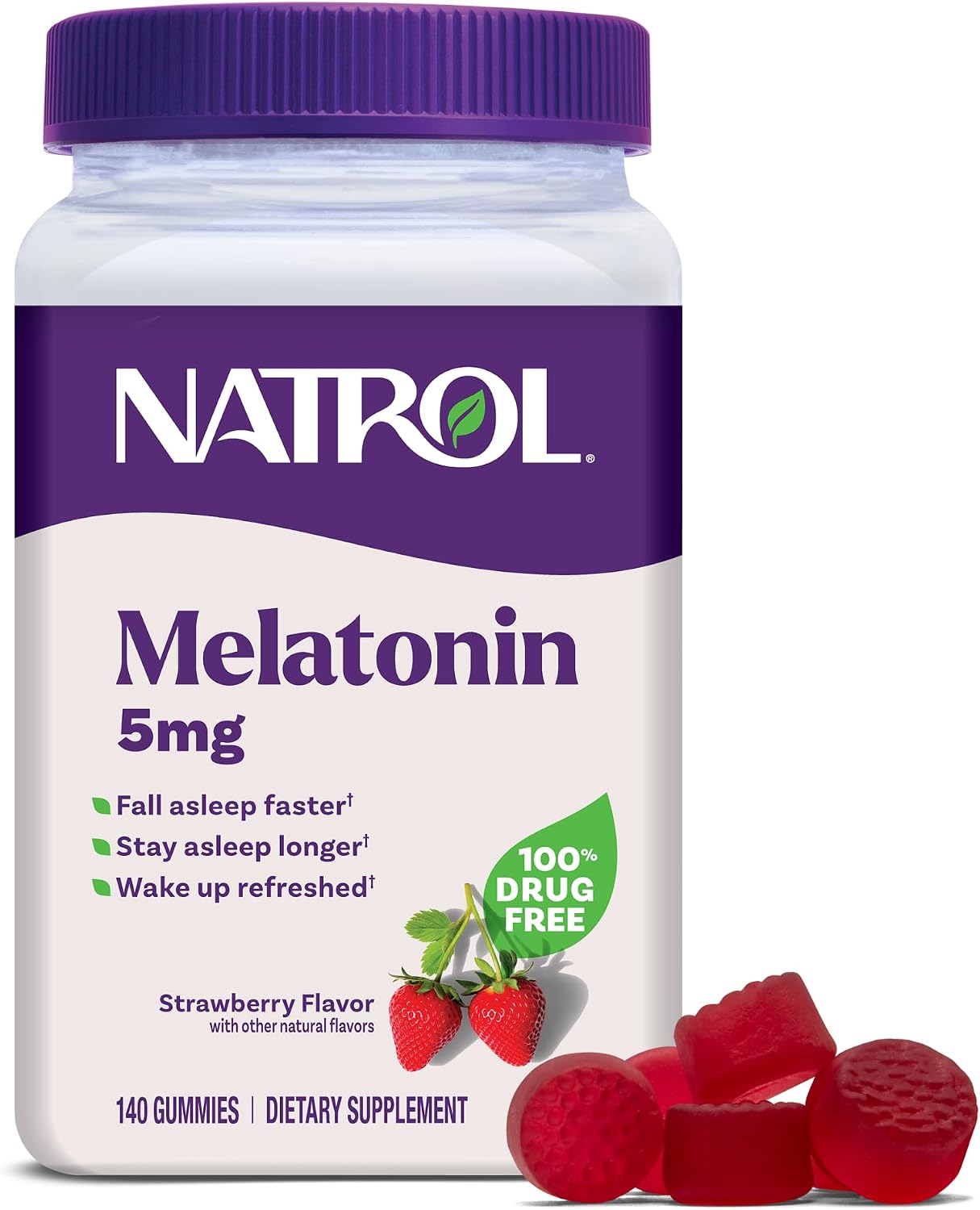 Natrol Melatonin 5 mg Gummies, Sleep Support for Adults, 140 Count packaging
