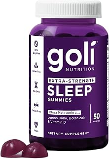 Goli Nutritional Supplement, Extra Strength Sleep Gummy 10mg Melatonin - 1 Pack 50 Count - Gluten-Free, Vegan, Non-GMO, and Gelatin-Free packaging