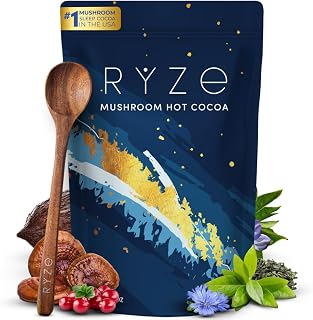 RYZE Mushroom Hot Cocoa with Melatonin, Reishi & L-Theanine, 20 Servings packaging