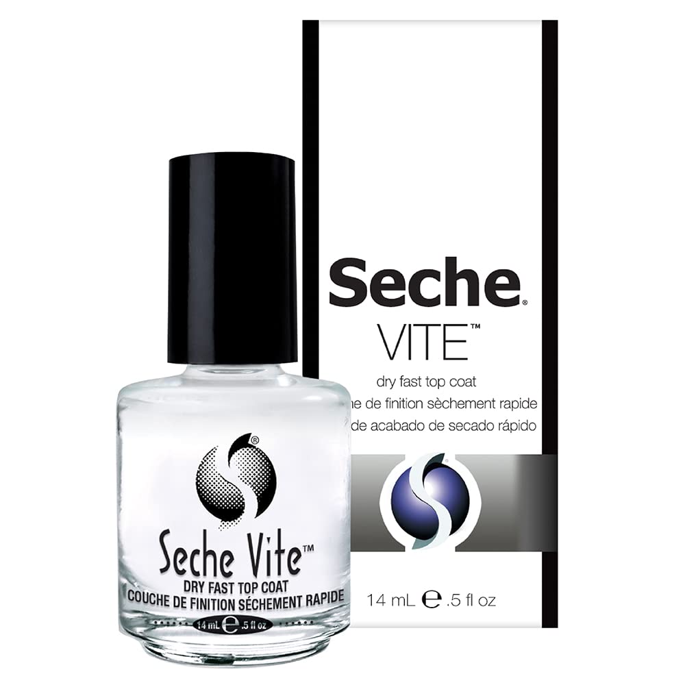 Seche Vite Dry Fast Top Coat – Quick Dry Clear Nail Polish Top Coat for High Gloss Shine, Long-Lasting Manicure, Made in the USA, 0.5 fl oz