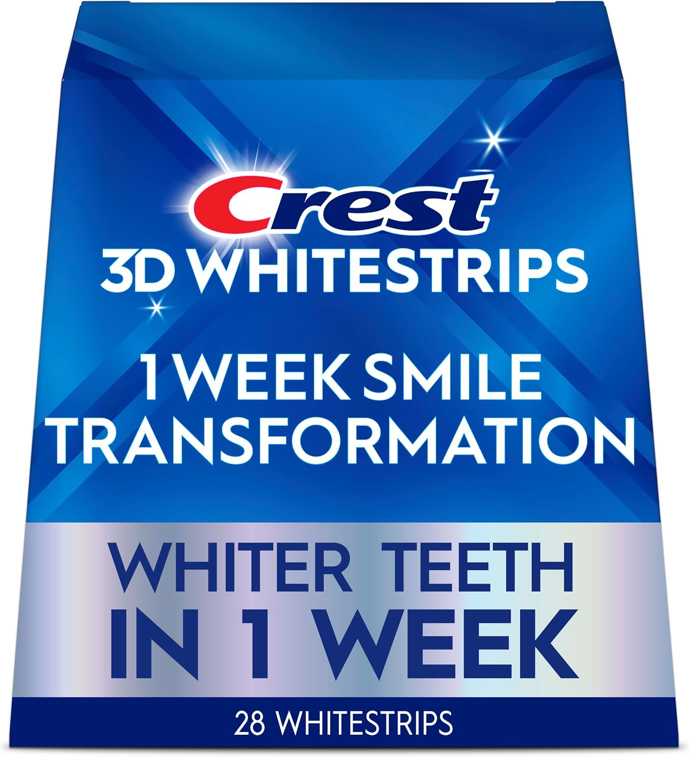 Crest 3DWhitestrips 1 Week Smile Transformation At-Home Teeth Whitening Kit, 14 Treatments, 8 Levels Whiter in 1 Week