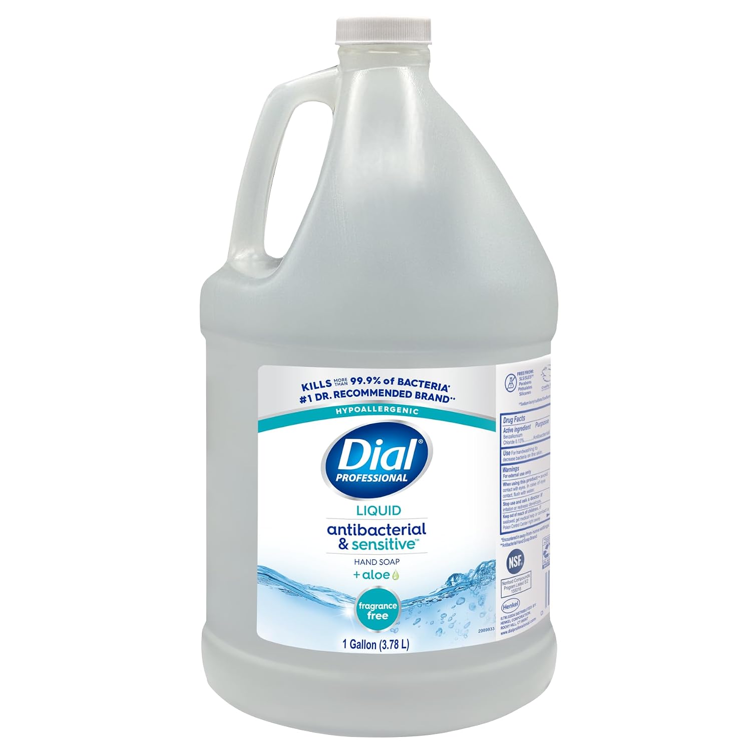 Dial Professional Sensitive Skin Antibacterial Liquid Hand Soap, 1 Gallon Refill, 128 Fl Oz