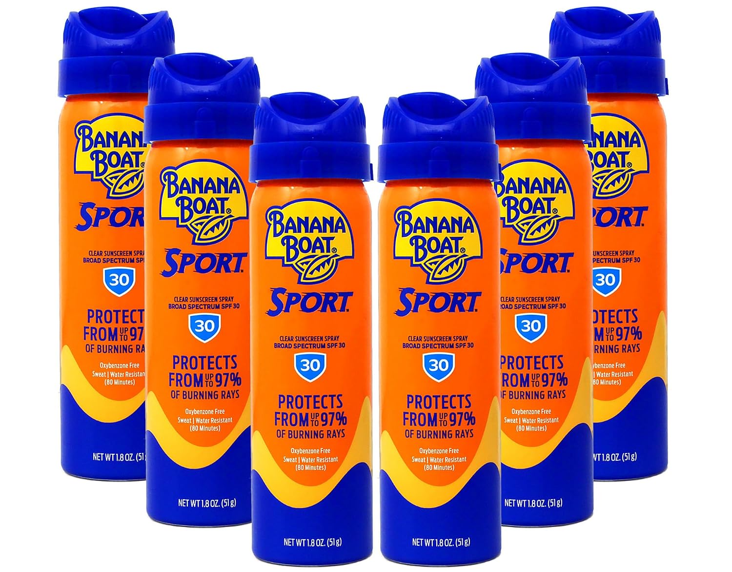 Banana Boat Continuous Spf#30 Sport 1.8 Ounce Cool Zone (6 Pieces) (53ml)