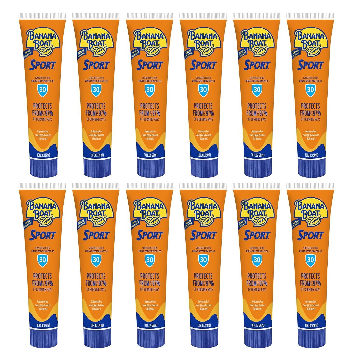 Banana Boat Sport Performance Sunscreen Lotion 30 Spf 1 oz (Pack Of 12)