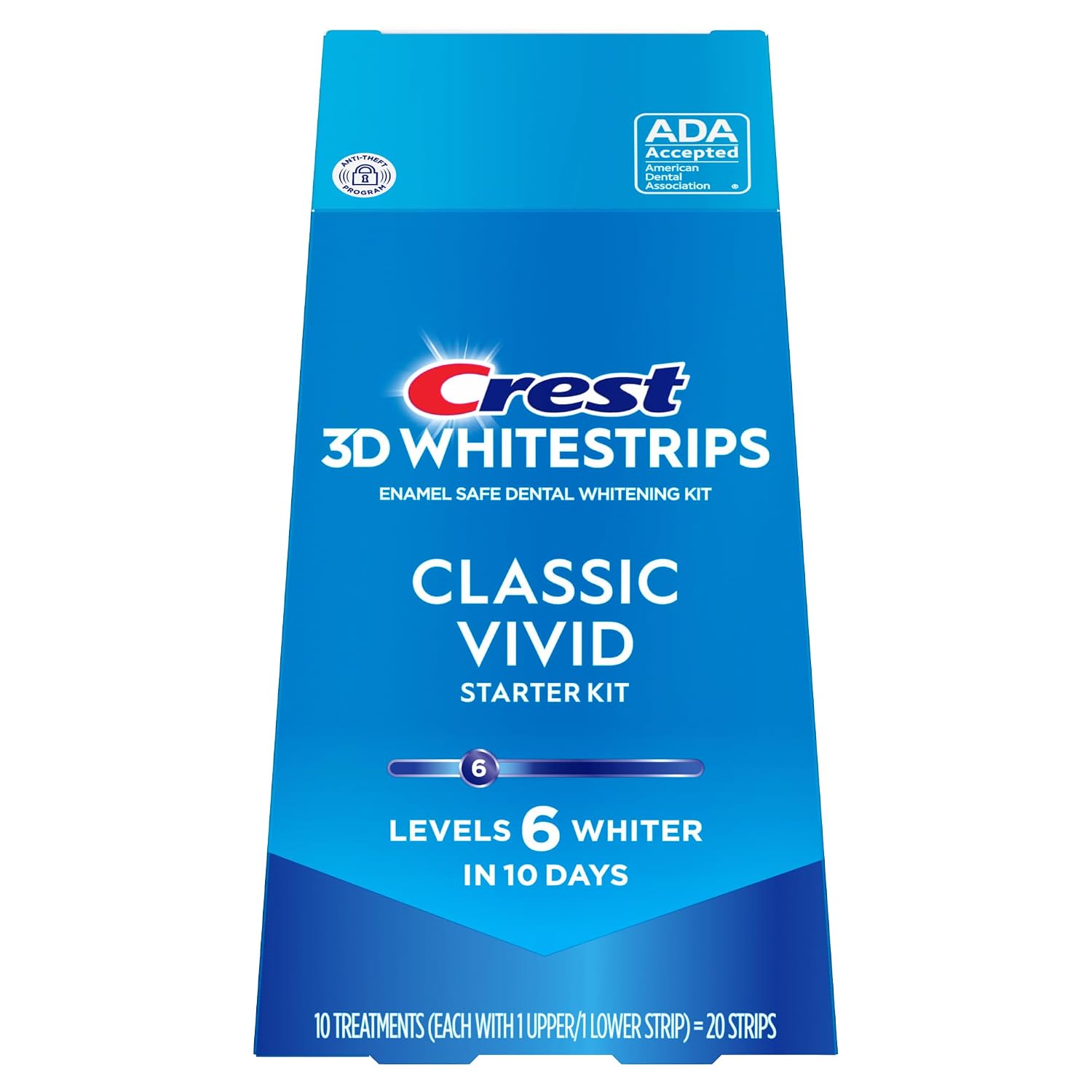 Crest 3D Whitestrips, Classic Vivid, Teeth Whitening Strip Kit, 20 Strips (10 Count Pack)