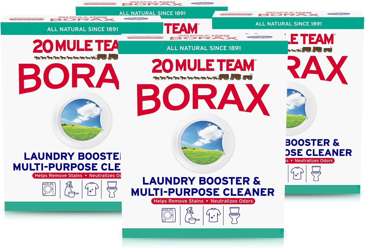 20 Mule Team Borax Powder Laundry Booster, All Natural, 65 Oz, 4 Count