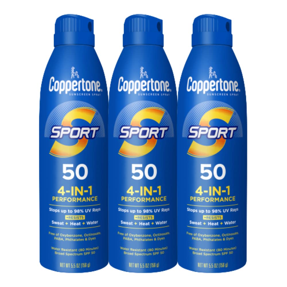 Coppertone SPORT Sunscreen Spray SPF 50, Multipack, 3 x 5.5 FL OZ