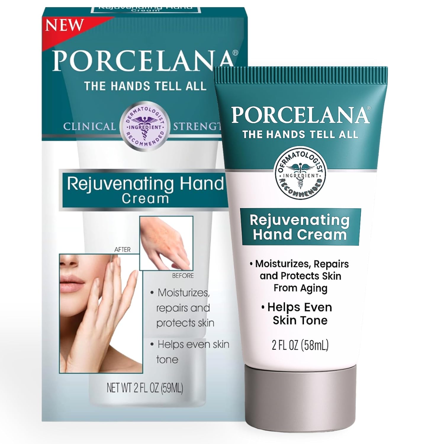 Porcelana Rejuvenating Hand Cream, Anti-Aging & Moisturizing (2 oz)