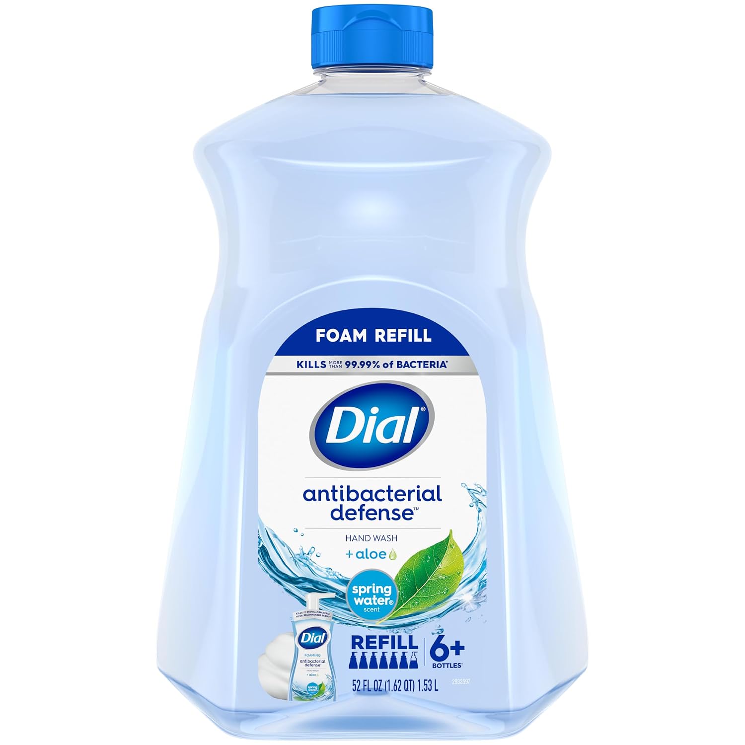 Dial Antibacterial Defense Foaming Hand Soap Refill, Spring Water, 52 Fl Oz