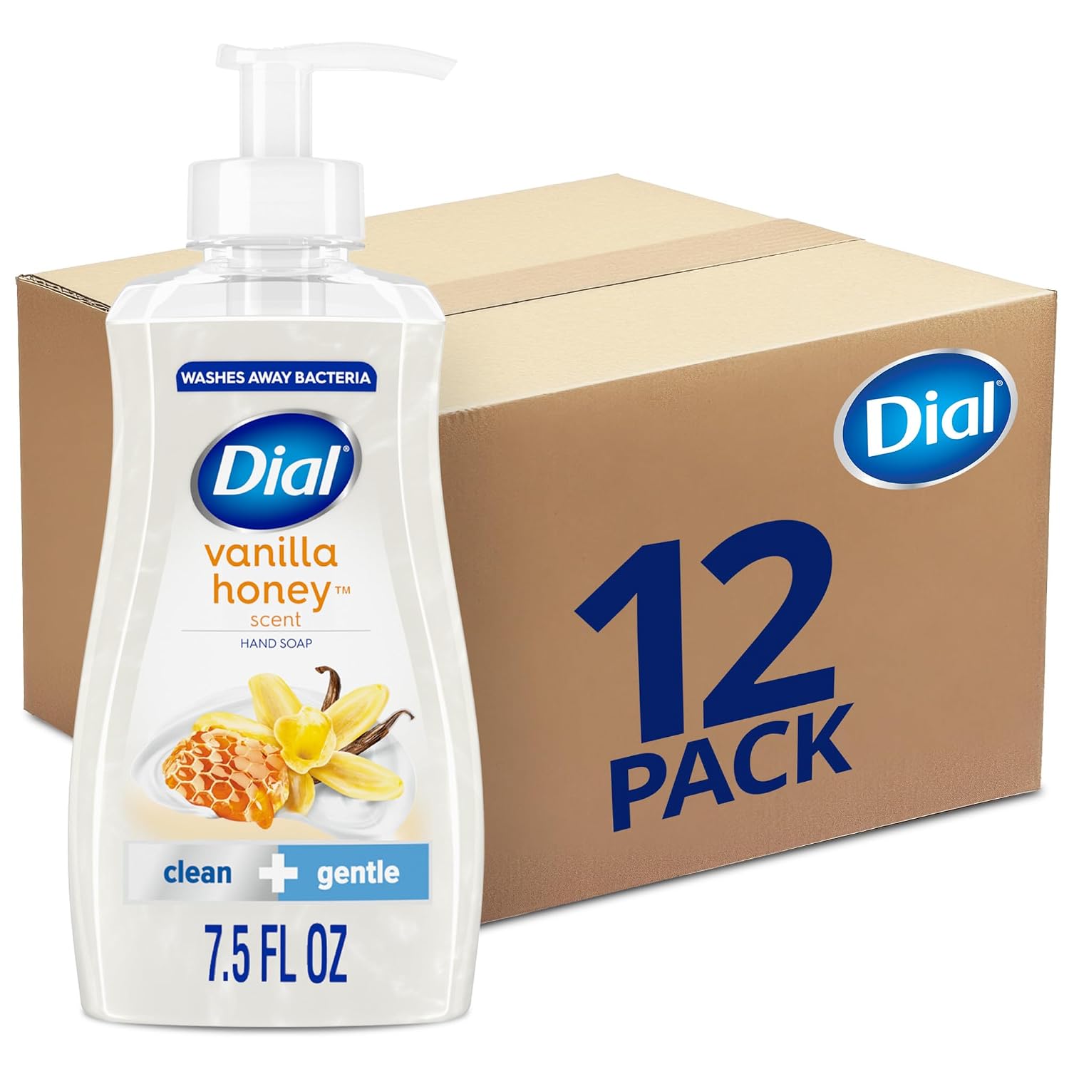Dial Liquid Hand Soap, Vanilla Honey, 7.5 fl oz, Pack of 12
