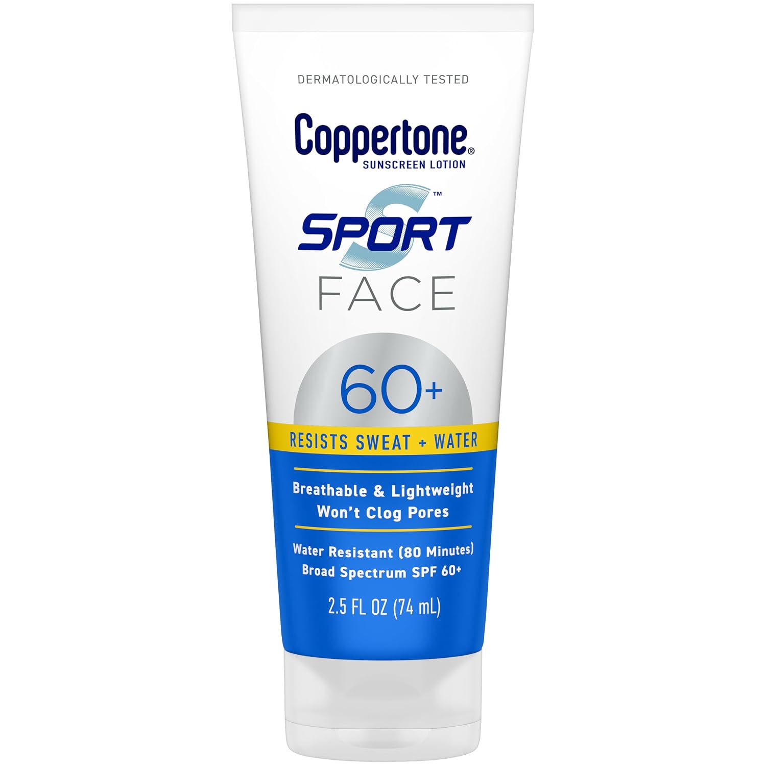 Coppertone Sport Face Sunscreen Lotion SPF 60+, Water Resistant, 2.5 Fl Oz