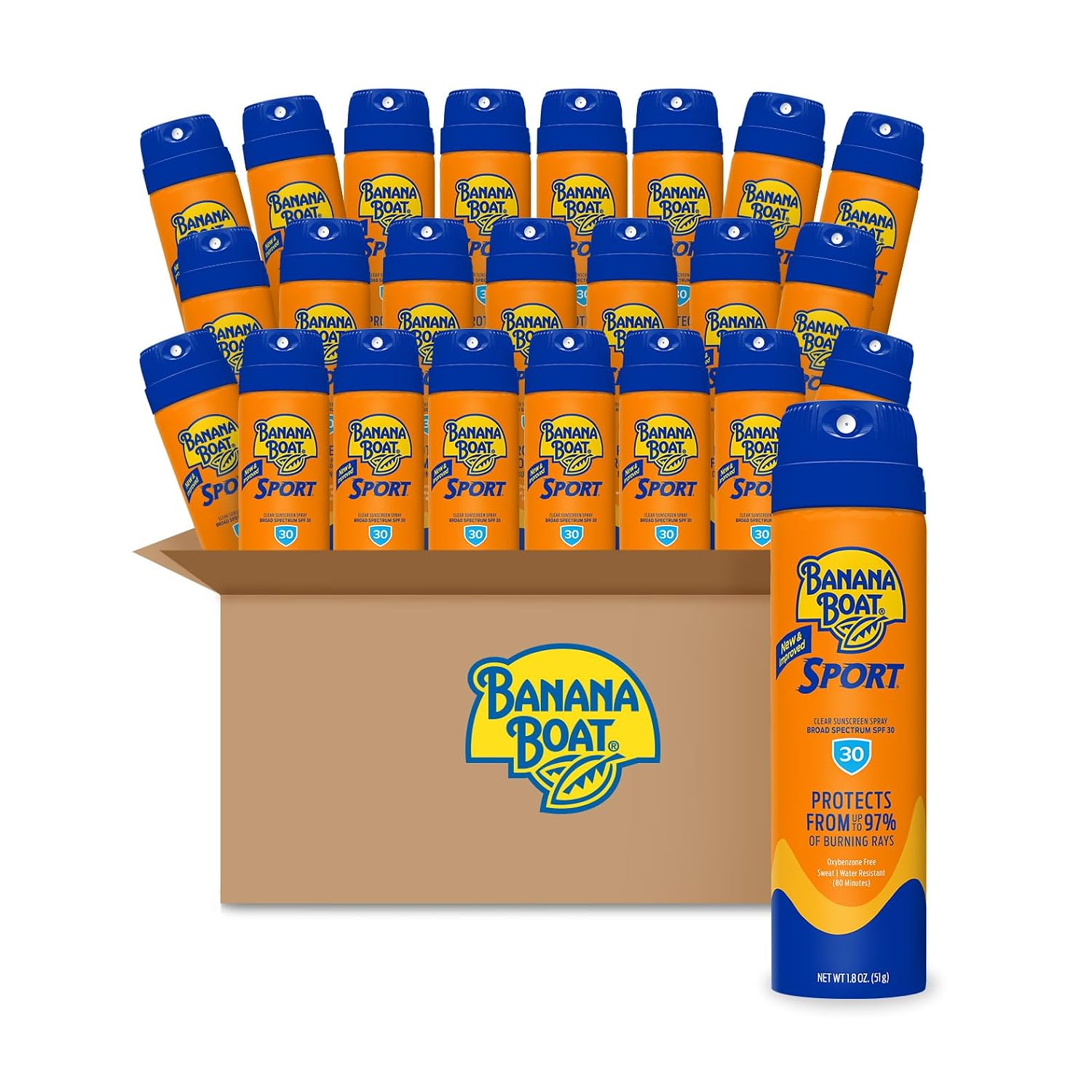 Banana Boat Sport SPF 30 Sunscreen Spray, 1.8 oz (Pack of 24)