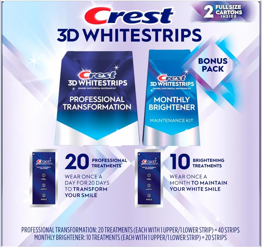 Crest 3D Whitestrips, 40 + 20 Strips
