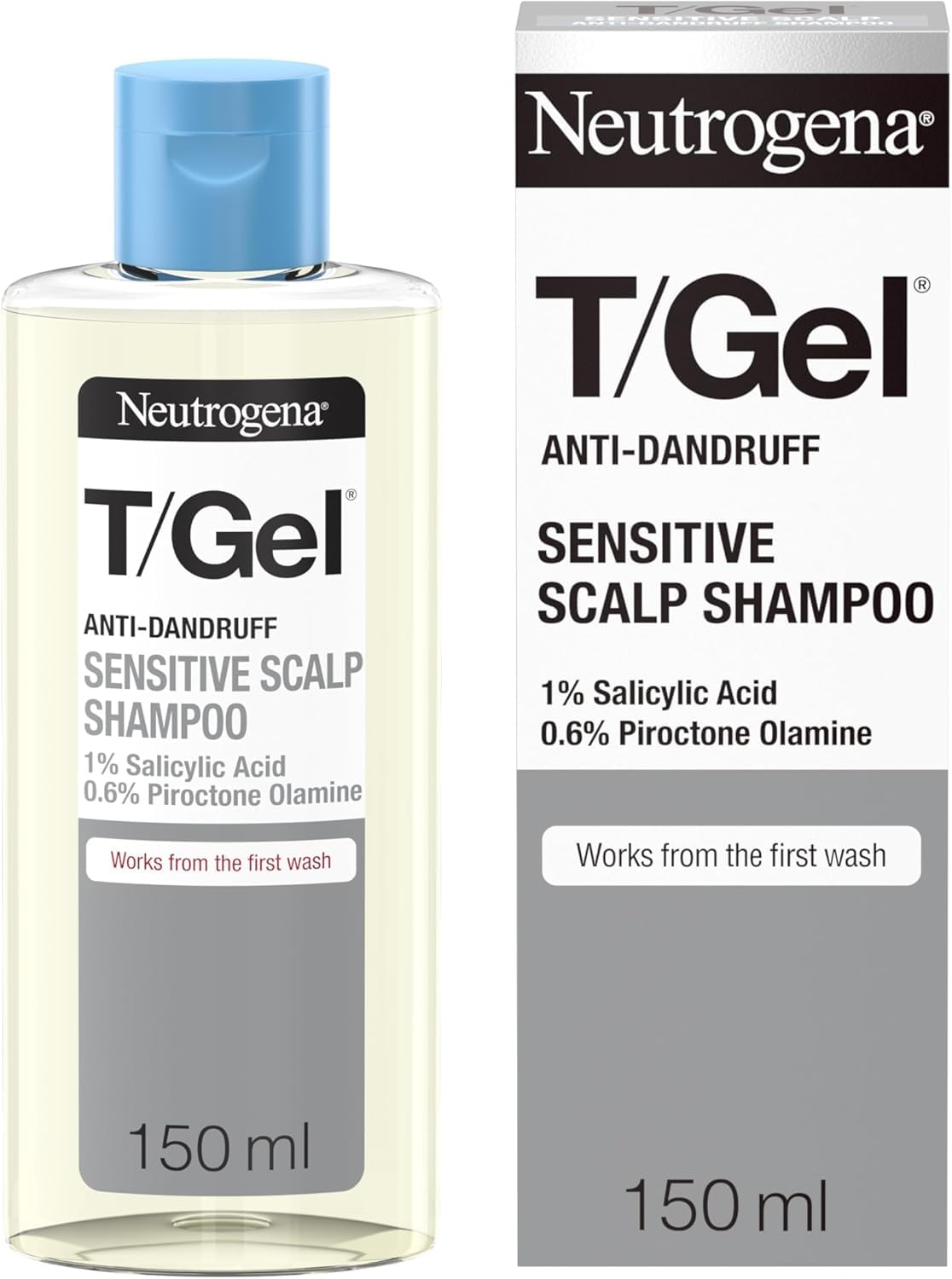 Neutrogena T/Gel Dandruff Shampoo 150ml, Sensitive Scalp, 1% Salicylic