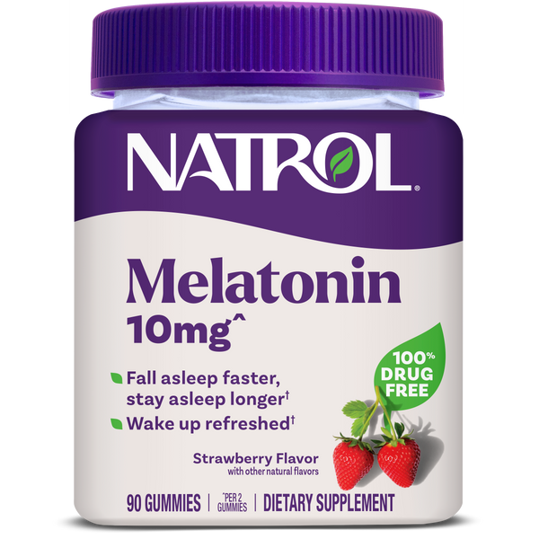 Natrol Melatonin 10 mg Gummies, 90 Strawberry-Flavored Gummies packaging