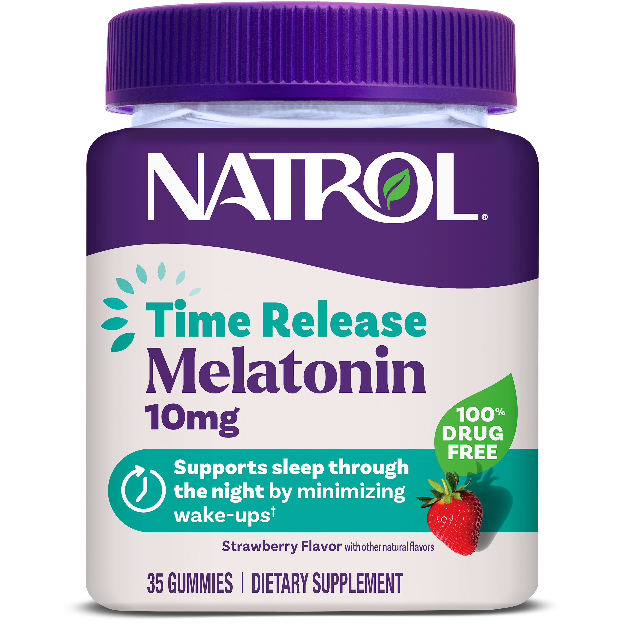 Natrol Time Release 10mg Melatonin Gummies, Strawberry, 35 Count packaging