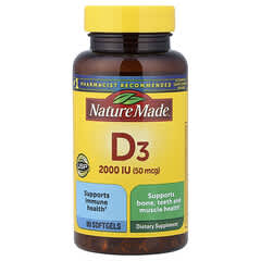 Nature Made Vitamin D3 2000 IU (50 mcg), 90 softgels