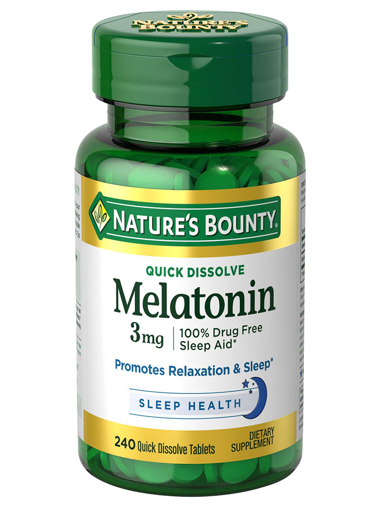 Quick-Dissolve Melatonin 3 mg, 240 Tablets, 240 tablets packaging