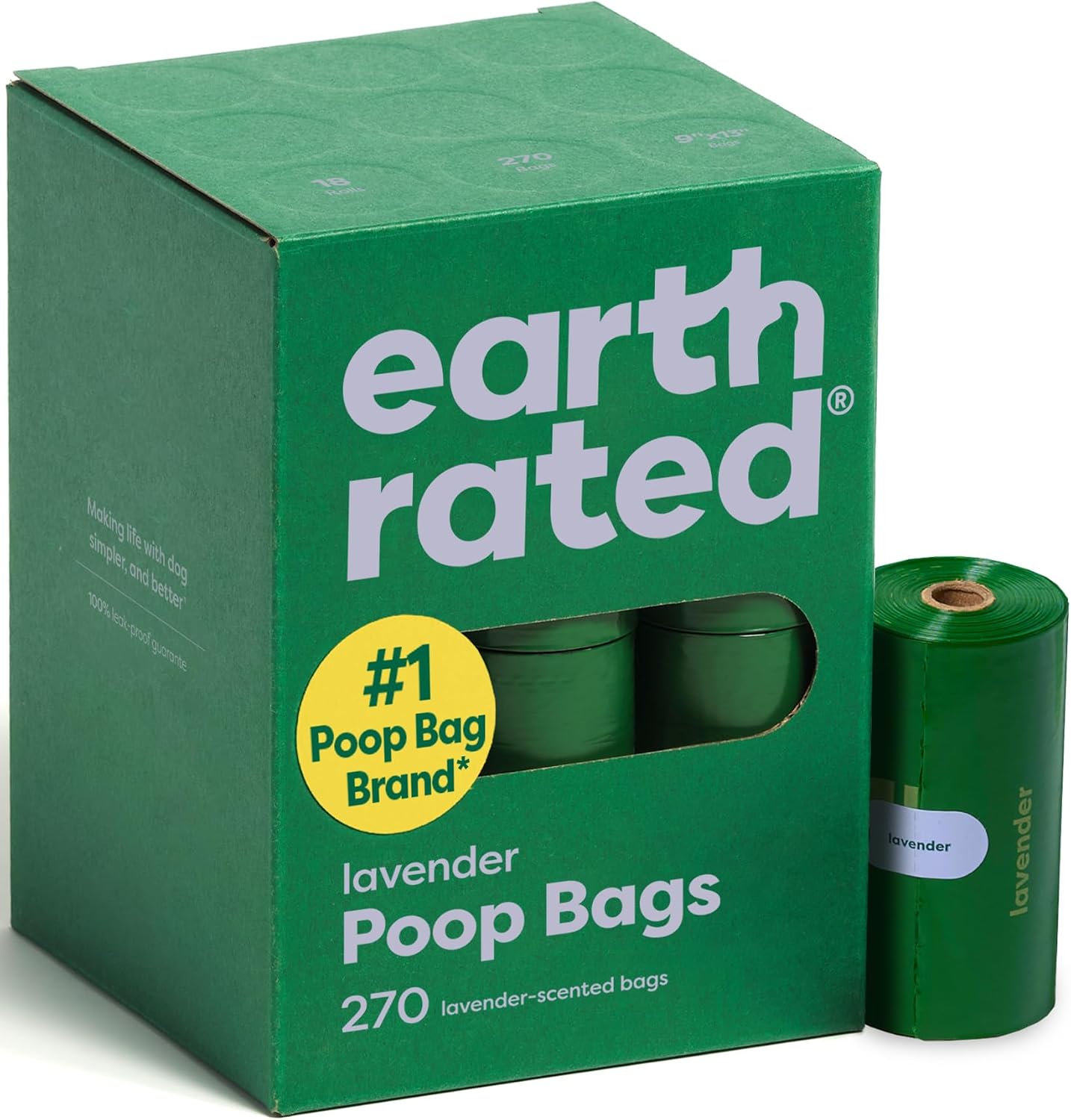 Earth Rated Dog Poop Bags — Lavender, 270 bags / 18 refill rolls