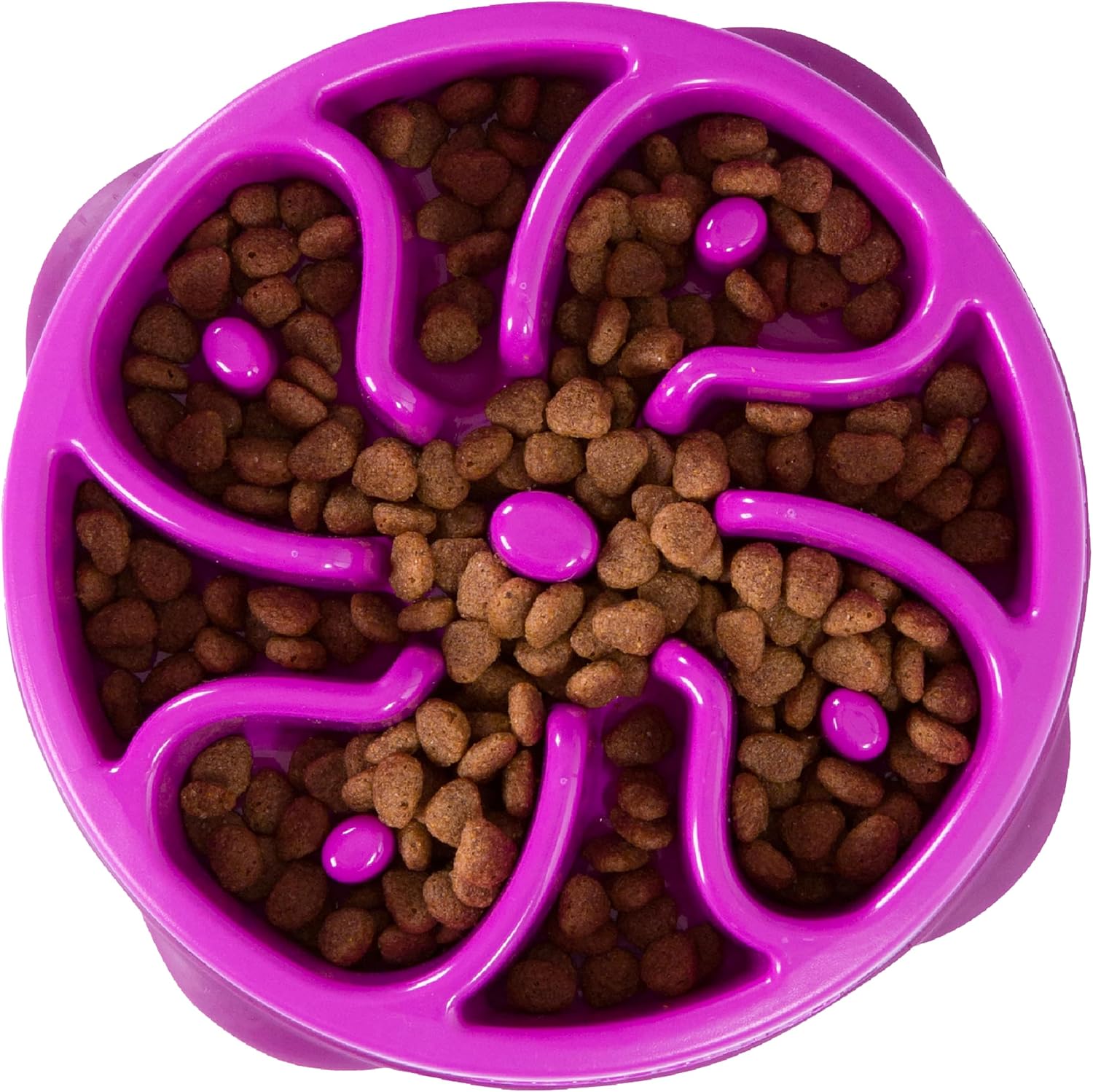 Outward Hound Fun Feeder Slo Bowl — Medium / mini, 2 cups, purple flower, 1 bowl