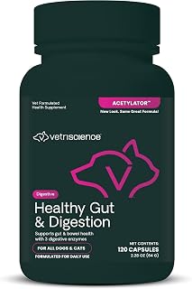 VetriScience Healthy Gut & Digestion Capsules for Dogs and Cats, 120 Count