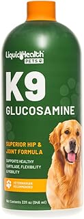 LIQUIDHEALTH Pets K9 Liquid Glucosamine for Dogs, Puppies, Senior Canines with Chondroitin, MSM, Hyaluronic Acid - Dog Vitamins for Hip & Joint Health, Dog Joint Oil, Joint Juice - Made in USA (32 oz)