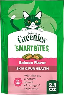 Greenies Feline Smartbites Skin & Fur Health Cat Treats, Salmon, 2.1 oz